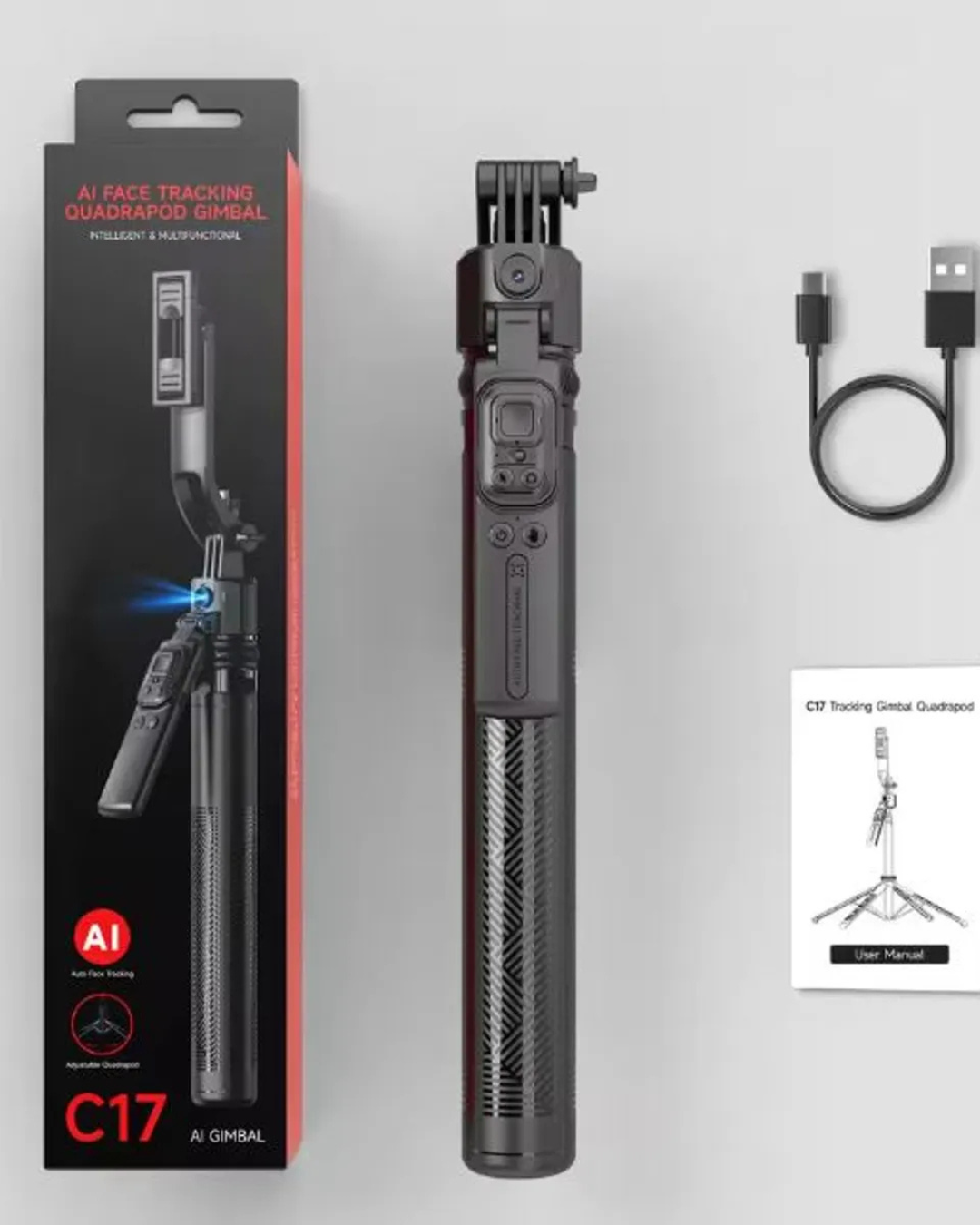 Trípode Inteligente 360° con Seguimiento Facial + Control Remoto (C17)