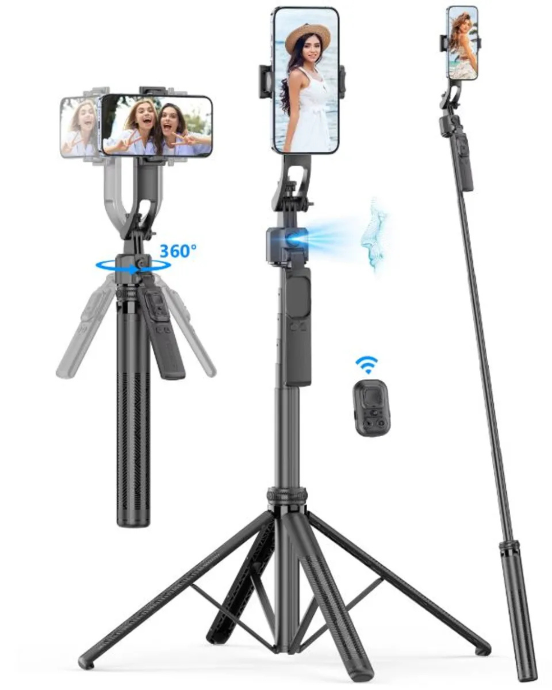 Trípode Inteligente 360° con Seguimiento Facial + Control Remoto (C17)